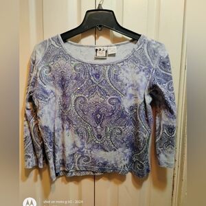 Take Two Paisley Patterned Blue and Purple Women's Top